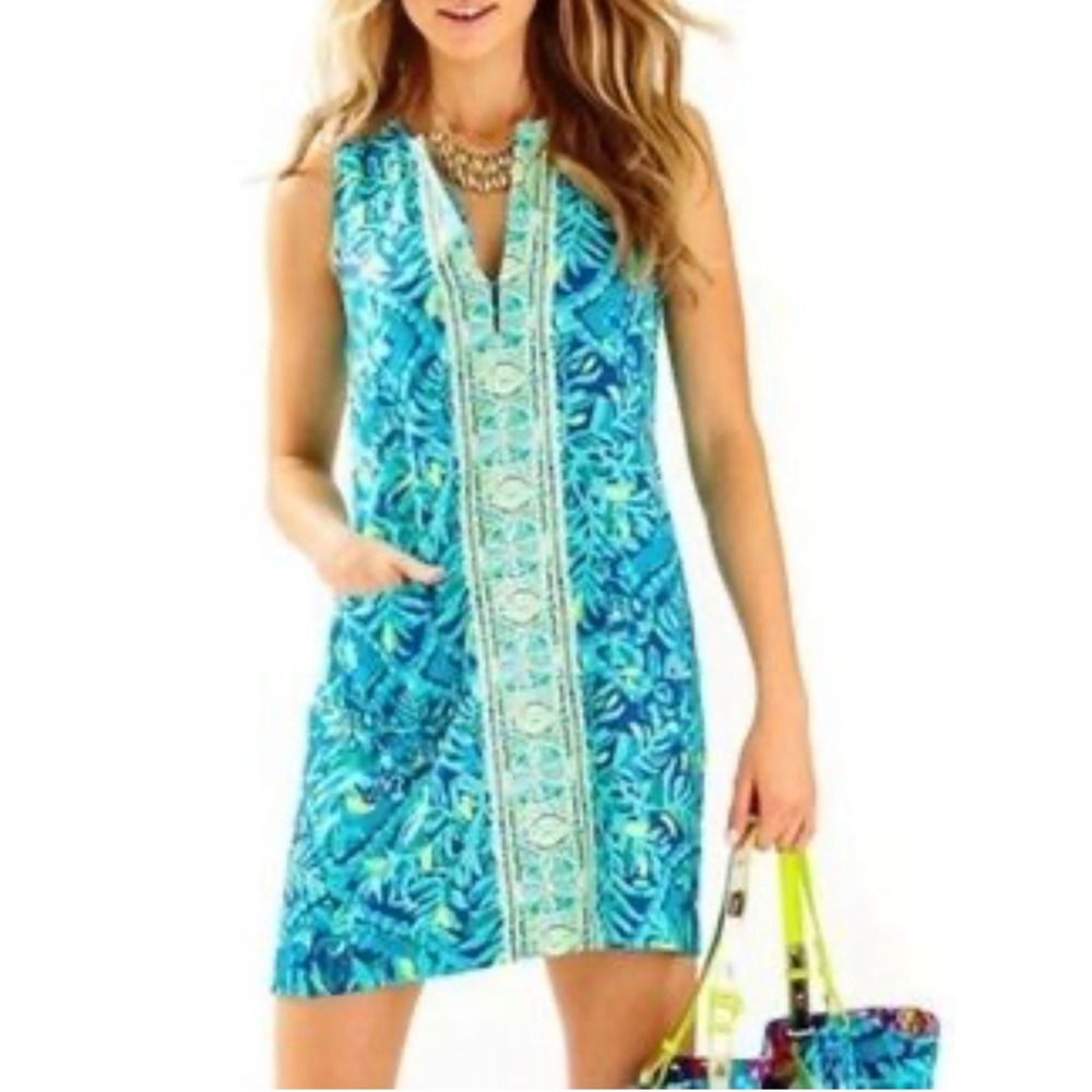 Lilly Pulitzer Size 4 Kelby Stretch Shift Sleeveless Dress Vacation Tropical